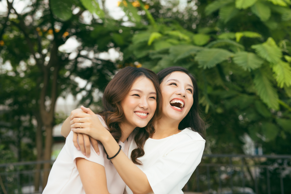 two women smiling