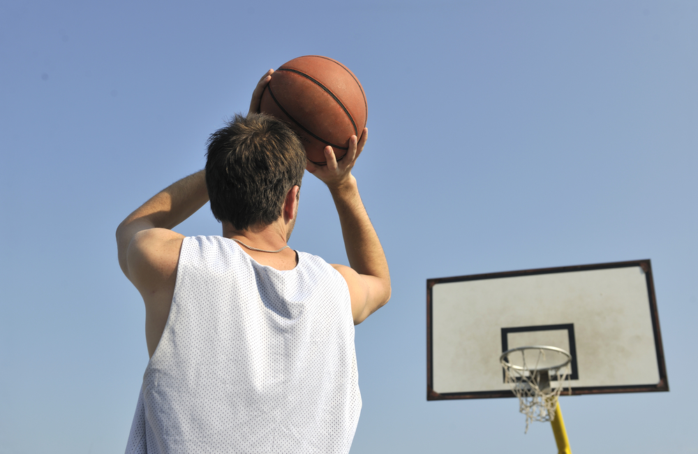 a man playing basketball
