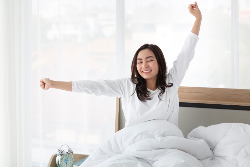 a woman who just woke up